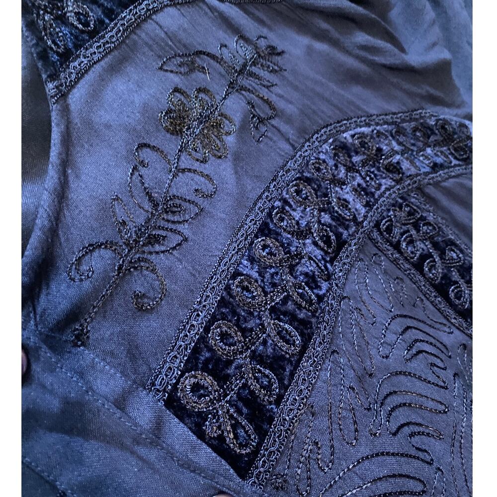 Ulla Popken Blue Embroidered Maxi Dress Plus 32/34 (4X) A-LINE Lagenlook NWT - Picture 9 of 9